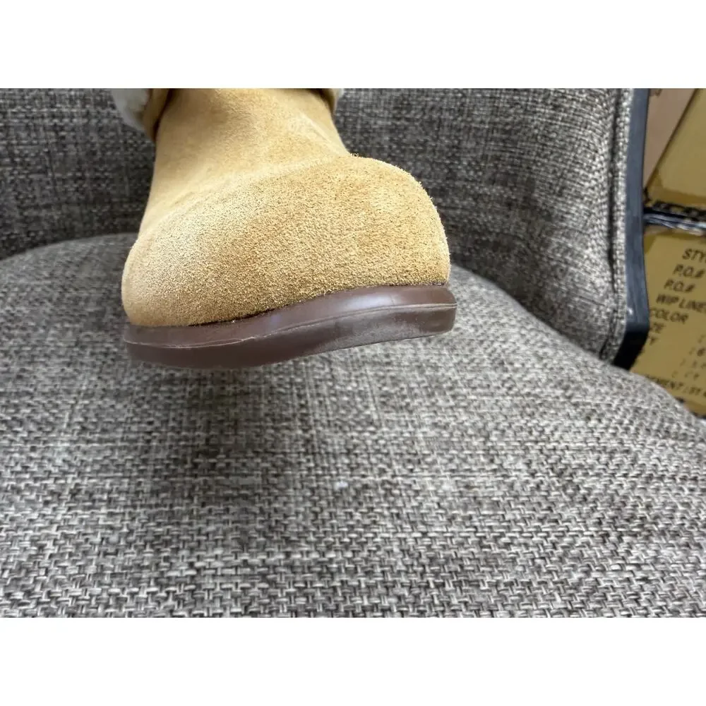 Tommy Hilfiger Katelynn Tan Suede Faux Fur Cuff Heel Booties Ankle Boots 8.5M